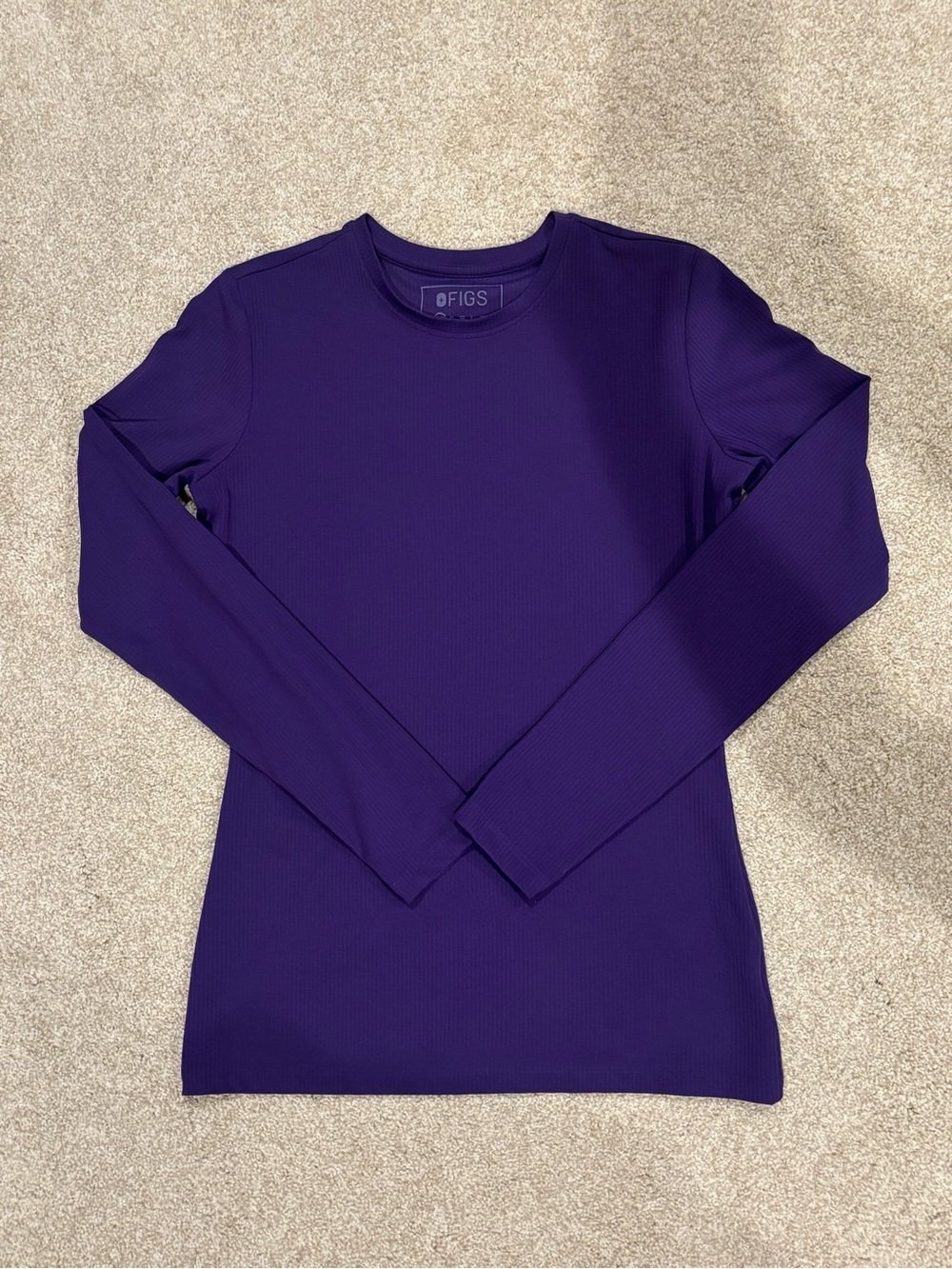 FIGS Palmer Ribbed Long Sleeve Crew Underscrub Top - Purple NWOT